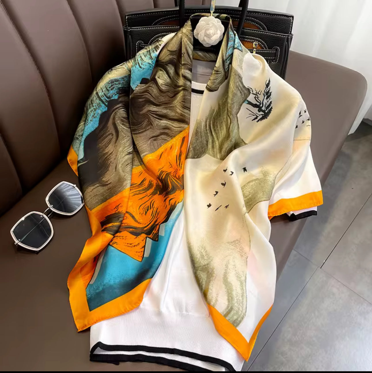 Santorini Edit V - Silk Scarf
